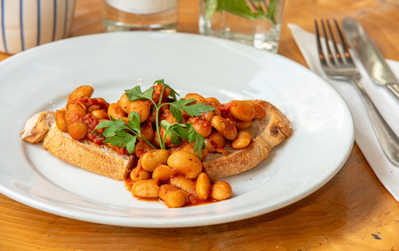 Mediterranean butter beans on toast
